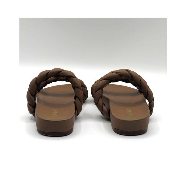 KAANAS Coco Brown Chunky Leather Braided Pool Slides Womens Size 6M NEW! - Picture 6 of 9